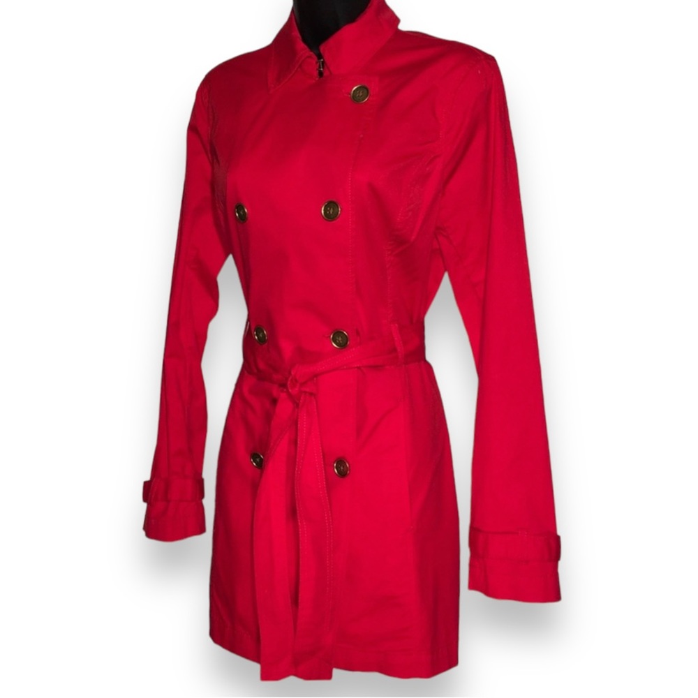 Michael Kors Red Trench Coat with Belt Size S - Picture 3 of 8